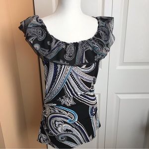 WHBM Paisley Ruffle Top Size Medium EUC